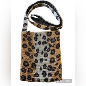 Vintage Christiana Leopard Beaded Crossbody Purse